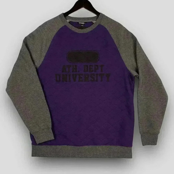 NEW!‎ GEORGE mens quilted crew popover purple/grey medium, large, XL - Picture 4 of 7